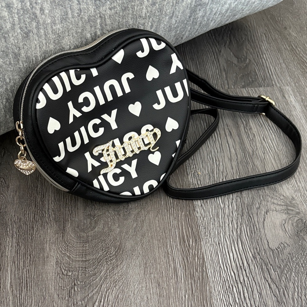 Juicy Couture Heart-Shaped Black and White Crossbody Bag